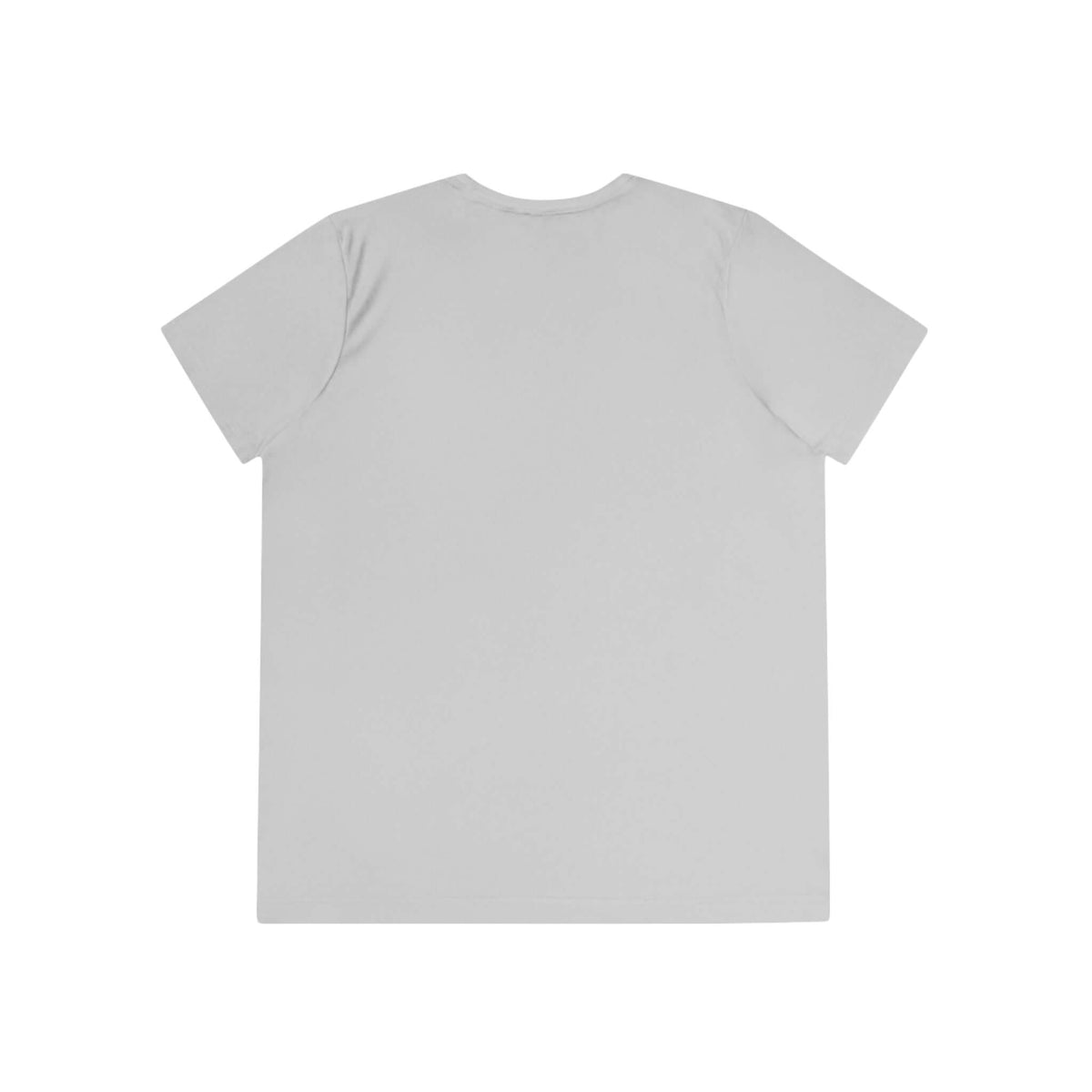 Back view of the Cowgirl Ride Giddy Up Ladies Tee in light gray, showcasing its simple and comfortable design.