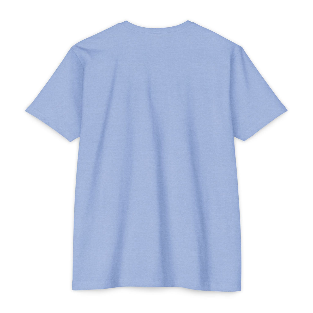 Back view of the I Like It When You Are Nice to Me T-Shirt in soft blue fabric, showcasing its relaxed fit and casual style.