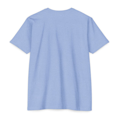 Back view of the I Like It When You Are Nice to Me T-Shirt in soft blue fabric, showcasing its relaxed fit and casual style.