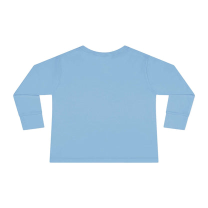 Back view of a light blue Toddler Long Sleeve Tee, ideal for young farm enthusiasts.