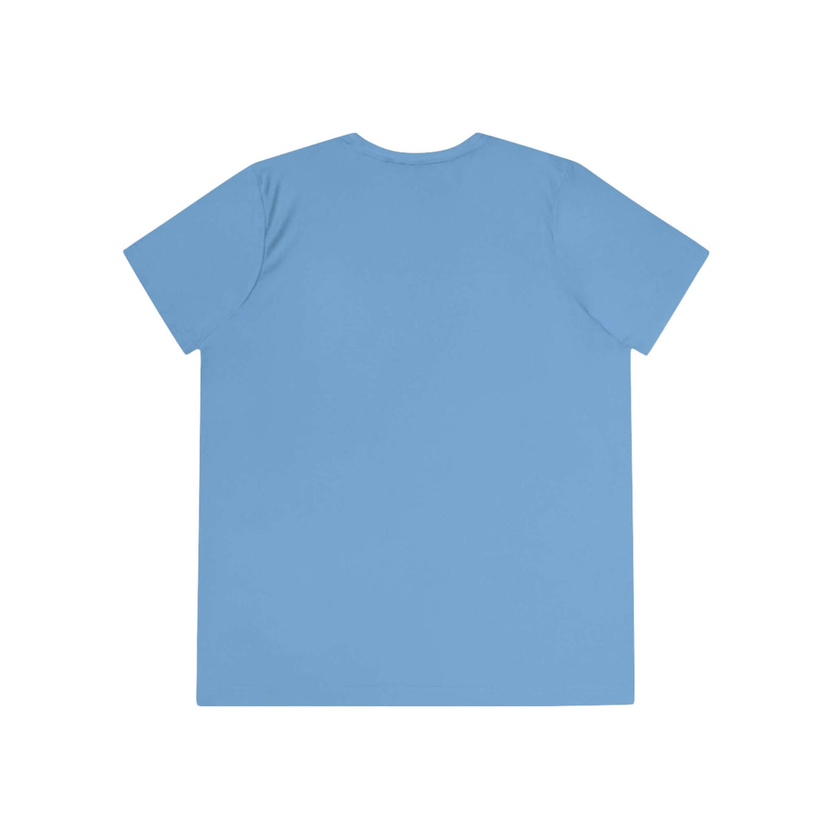 Back view of the Cowgirl Ride Giddy Up Ladies Tee in light blue color.