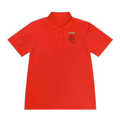 Personalize Sport Polo Shirt in vibrant red, featuring a crisp lapel collar and three-button placket, ideal for ranch activities.