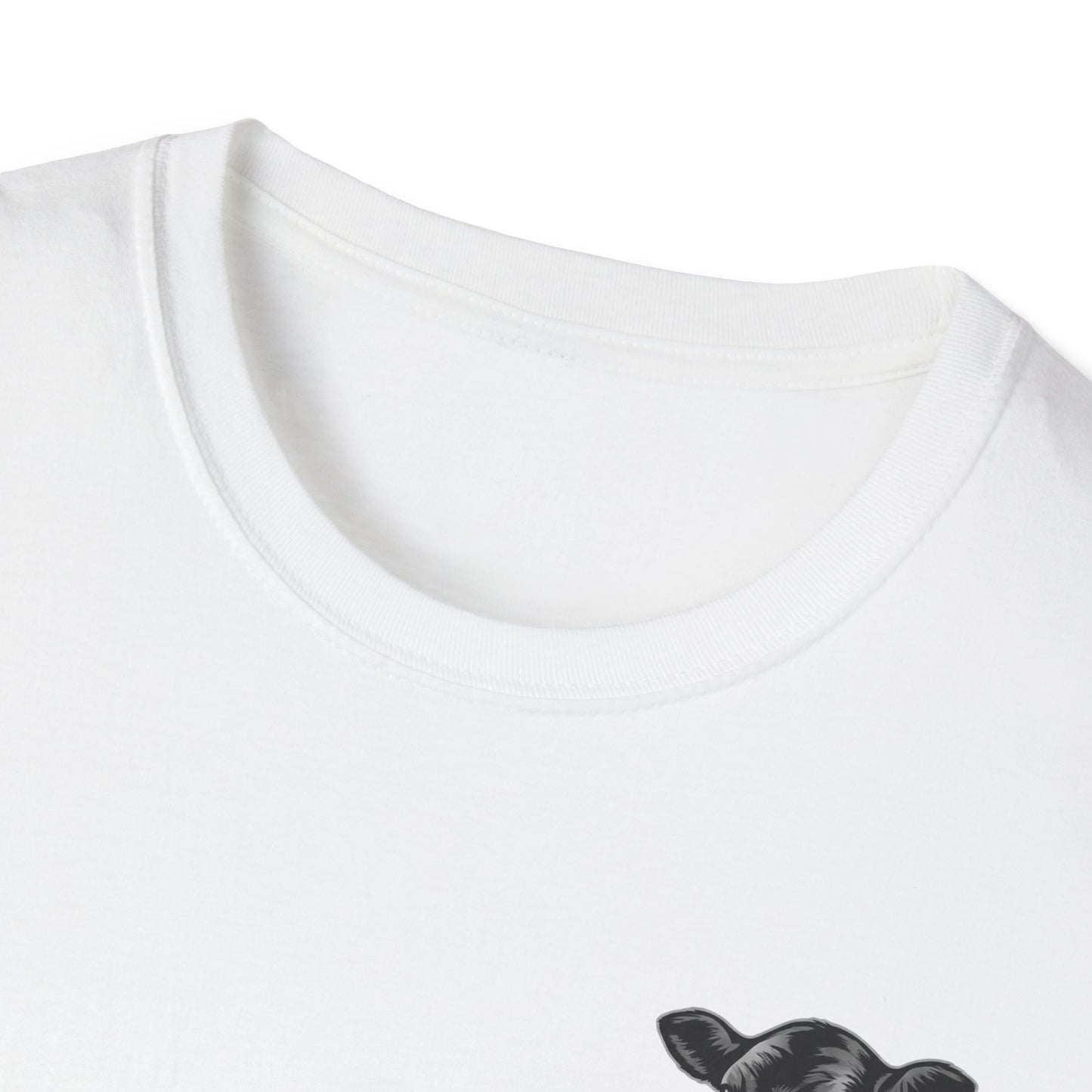 Close-up of the Farm Life T-Shirt neckline featuring a comfortable crewneck design, perfect for ranchers and cowboys.