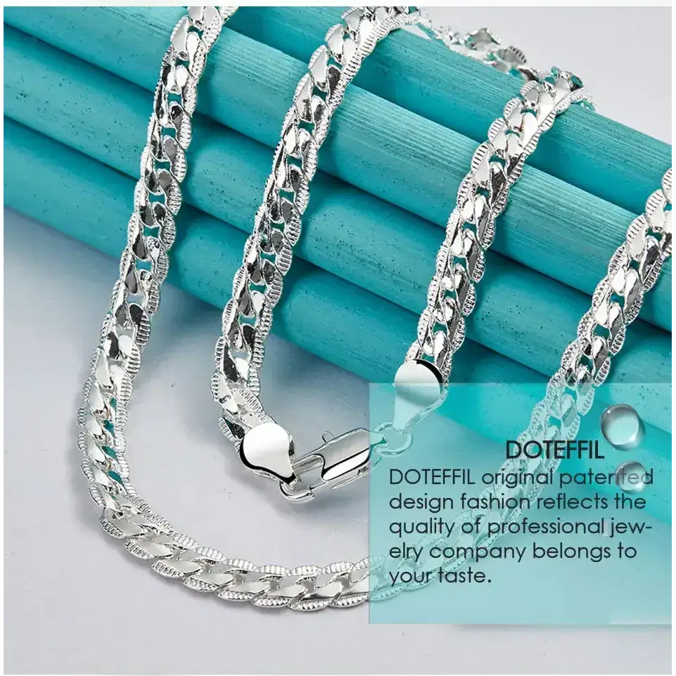 925 Sterling Silver Fashion Chain Necklace Necklace Gift for Women - Jewelry