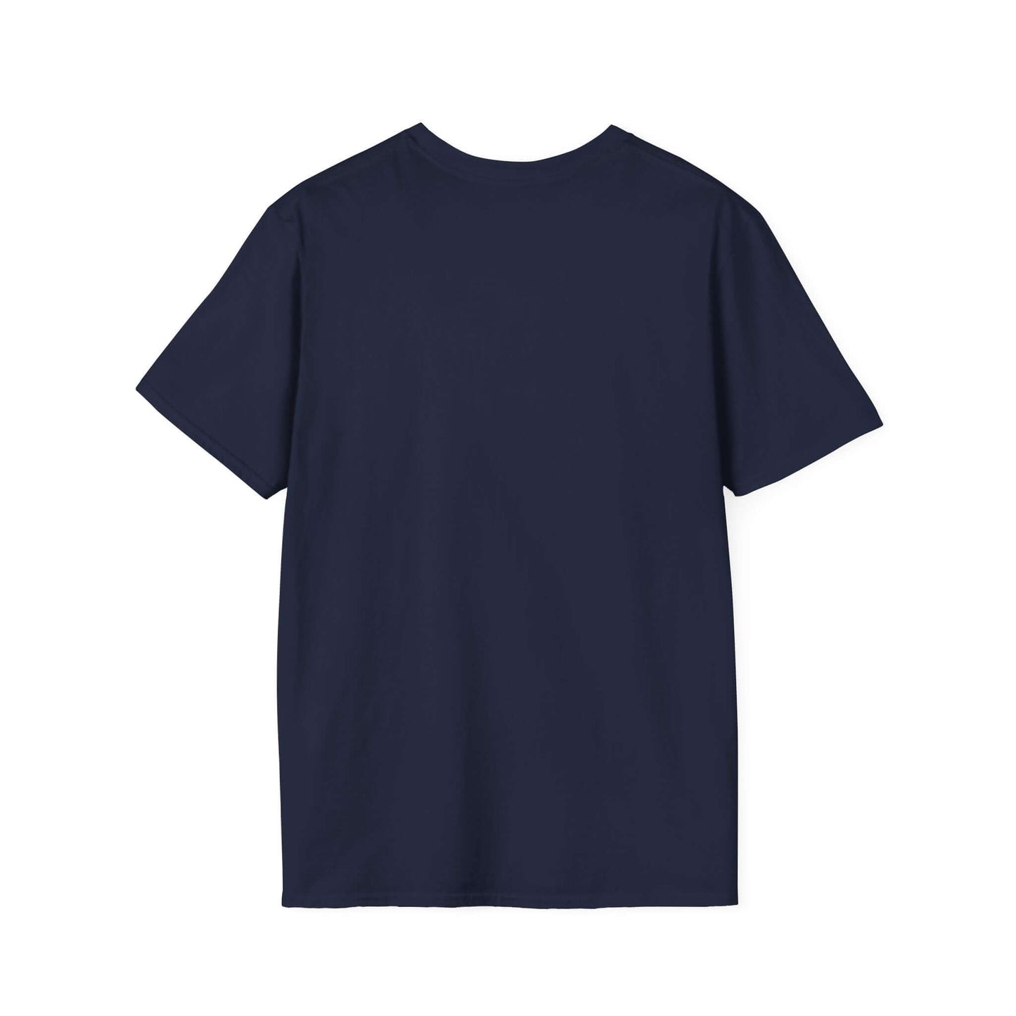 Back view of Working Cows Humor T-Shirt in navy color, showcasing a classic crewneck design for farm humor lovers.