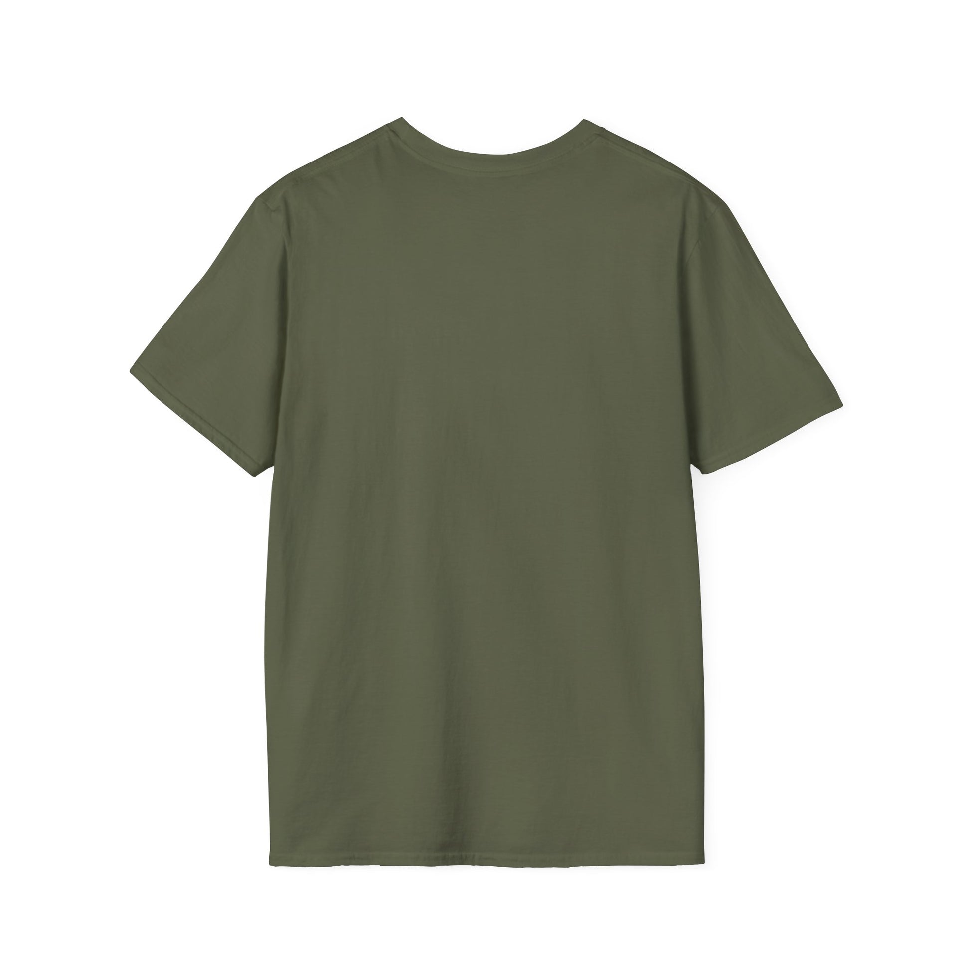Back view of a Farm Life T-Shirt in olive green, perfect for ranchers and outdoor enthusiasts.