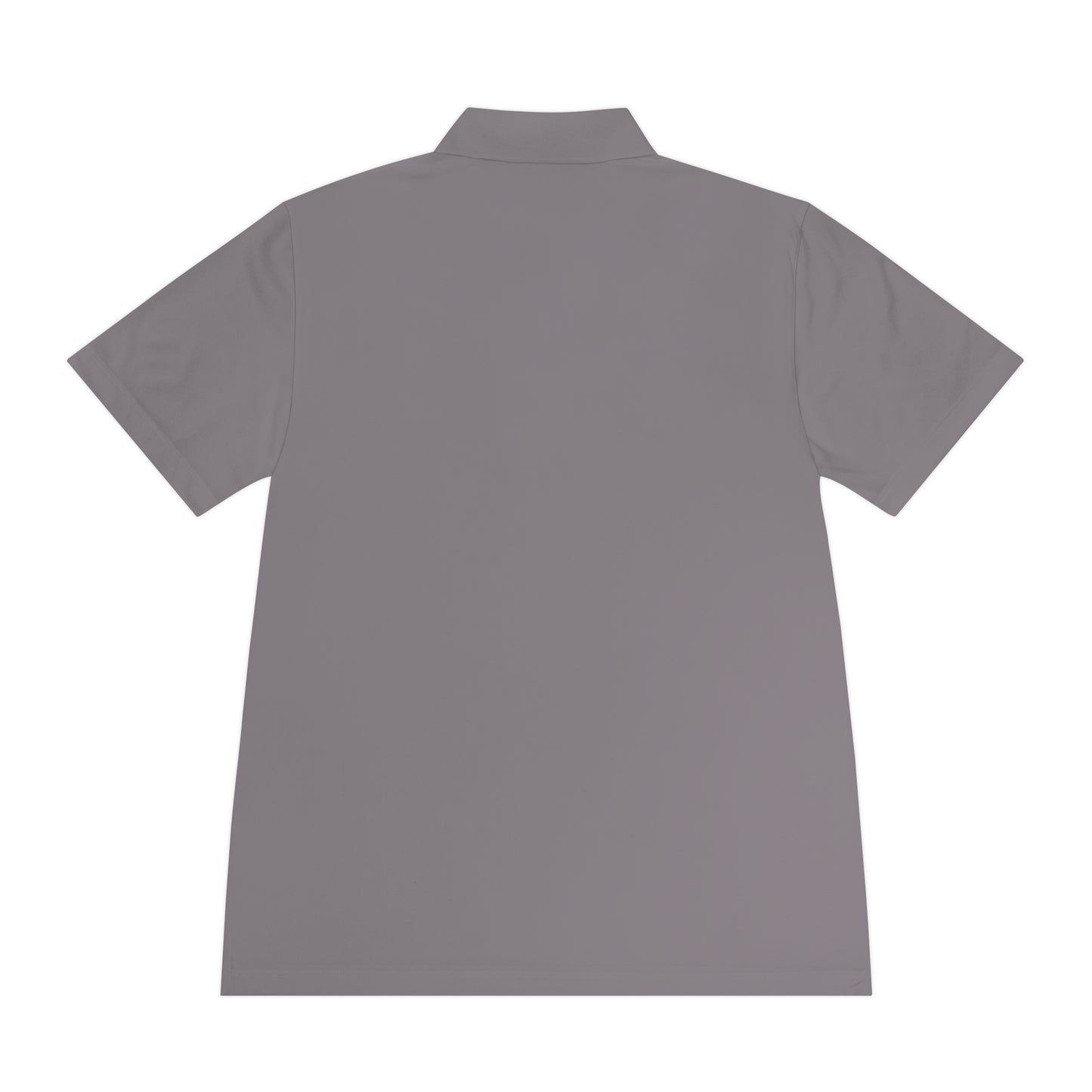 Back view of the Personalize Sport Polo Shirt in gray, designed for ranch hands with moisture-wicking fabric.