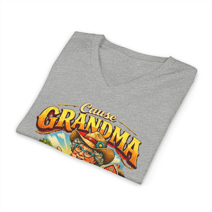 Grandma T-Shirt with funny design featuring a cartoon grandma, perfect gift for granny and mema in gray fabric.