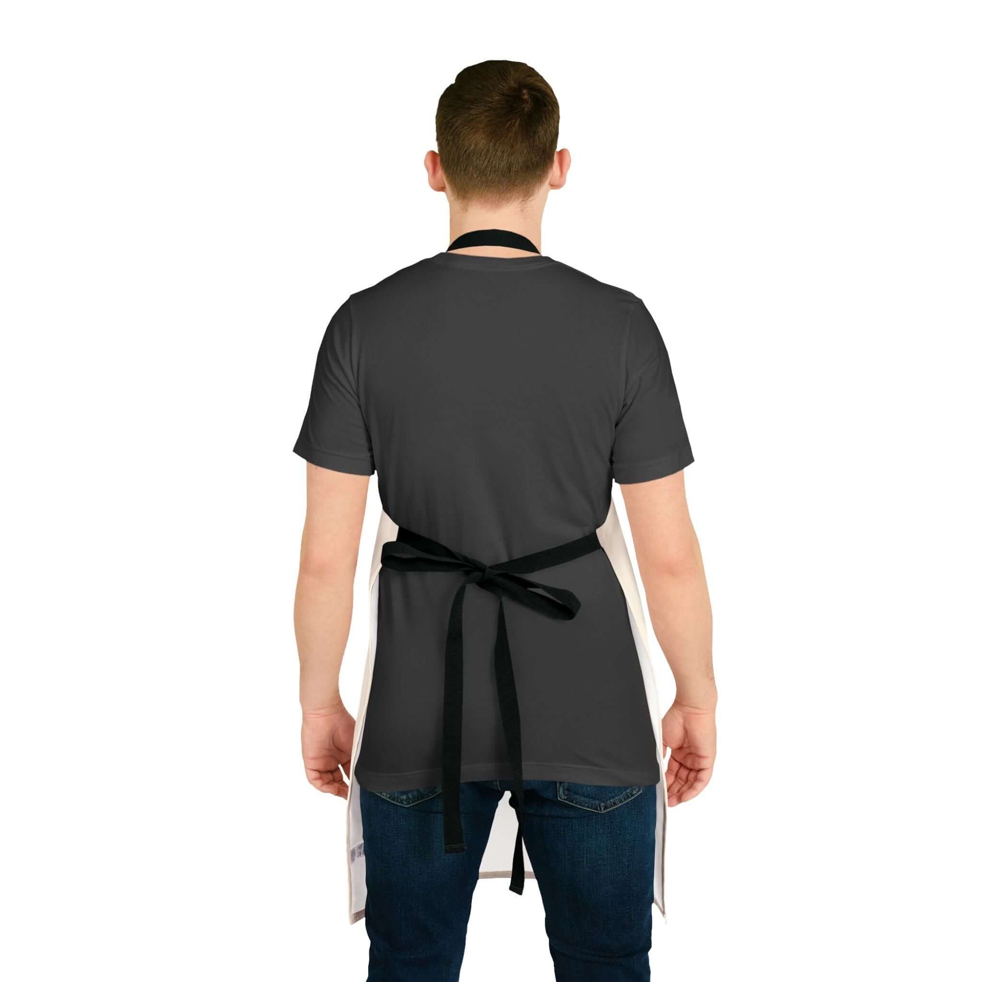 Back view of a man wearing the Ranch Dad Apron, showcasing its design and straps.