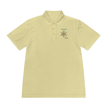Personalize Sport Polo Shirt, men's polo in light yellow with star graphic for ranch hands.