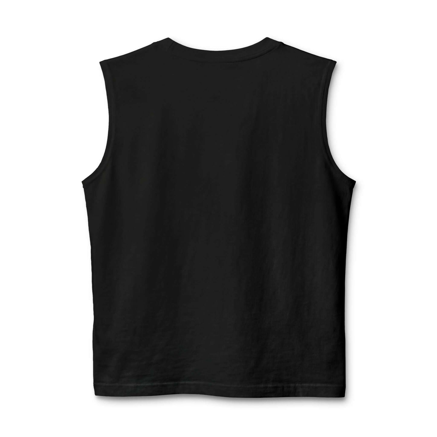 Back view of the Country Life Tank, a black muscle tank perfect for summer farm activities.