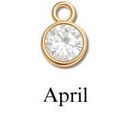 April birthstone charm with a clear crystal set in gold