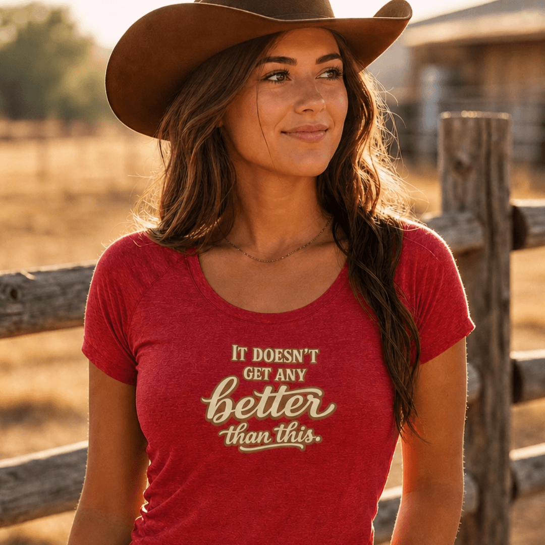 Funny Cowgirl T Shirts for Women featuring a scoop neck raglan tee with a confident slogan.