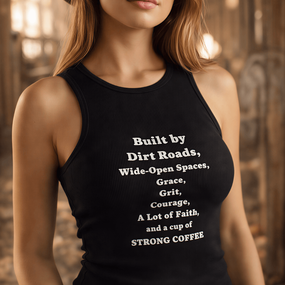  Women Racer Tank in black, featuring a fun graphic, perfect for summer outfits and outdoor adventures.