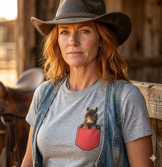 Pocket Horse T-Shirt, Soft style Tee for Horse Lovers, Farm Apparel