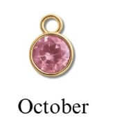 October birthstone charm featuring a pink gemstone in a gold setting.