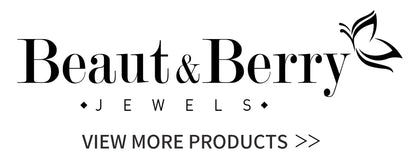 Beaut & Berry Jewels logo with a call to view more products, showcasing elegant jewelry branding.