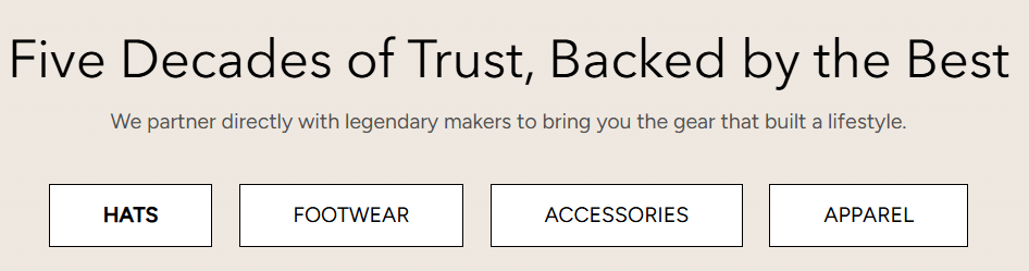 Hat Country offers hats, footwear, accessories, and apparel built on five decades of trust and quality.