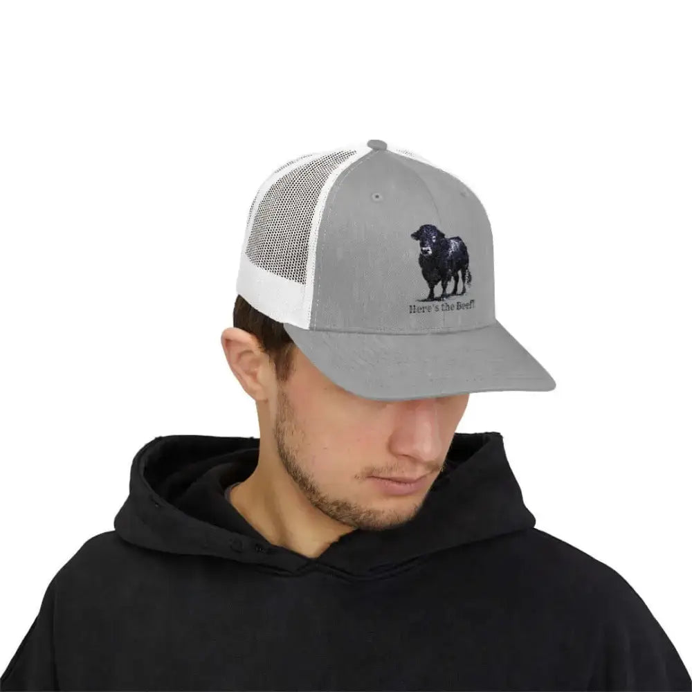 Black Angus Bull Snapback Truckers Hat Farmers and Rancher Cap - Hats