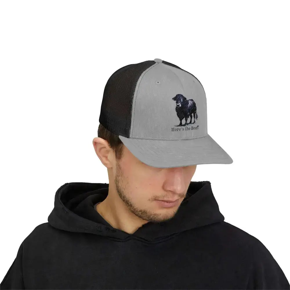 Black Angus Bull Snapback Truckers Hat Farmers and Rancher Cap - Hats