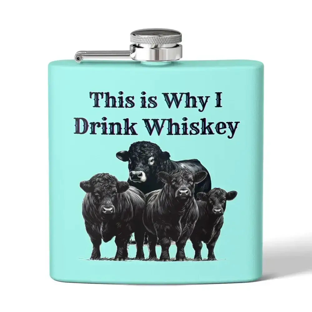 Black Angus Theme Whiskey Flask, Perfect Gift for Ranchers and Farmers - The Best New Thing