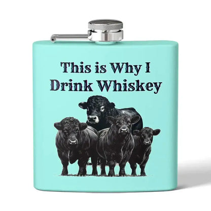 Black Angus Theme Whiskey Flask, Perfect Gift for Ranchers and Farmers - The Best New Thing