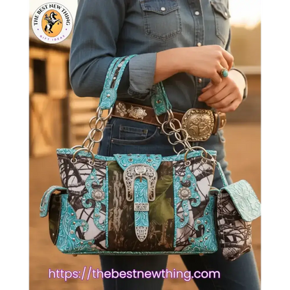 Camouflage Buckle Purse and Matching Wallet Set, Western Handbags - The Best New Thing