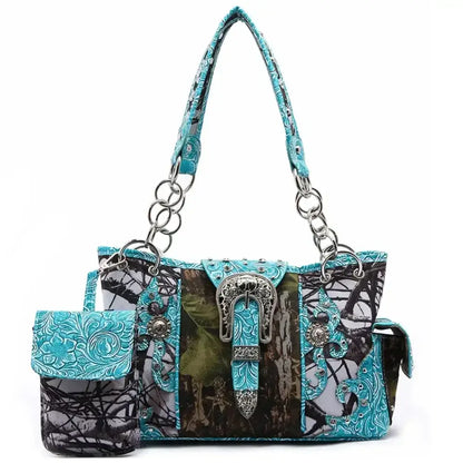 Camouflage Buckle Purse and Matching Wallet Set, Western Handbags - The Best New Thing
