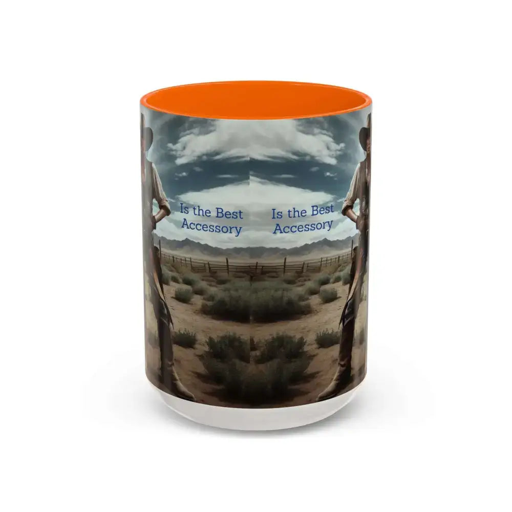 Country Girl Coffee Mug A Cowgirl Knows a Horse is the Best Accessory 15oz Cowgirl Coffee Mugs - 15oz / Orange - Mugs