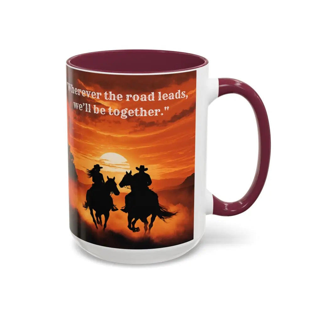 Country Western Mug Ride into the Sunset Inspirational Coffee Mug 15oz 2 Sided Cup Design - Mugs