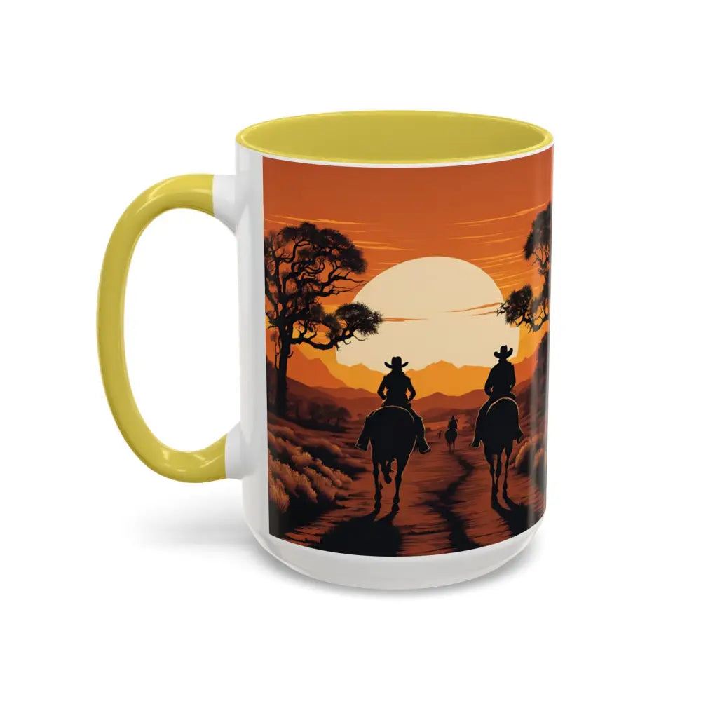 Country Western Mug Ride into the Sunset Inspirational Coffee Mug 15oz 2 Sided Cup Design - Mugs
