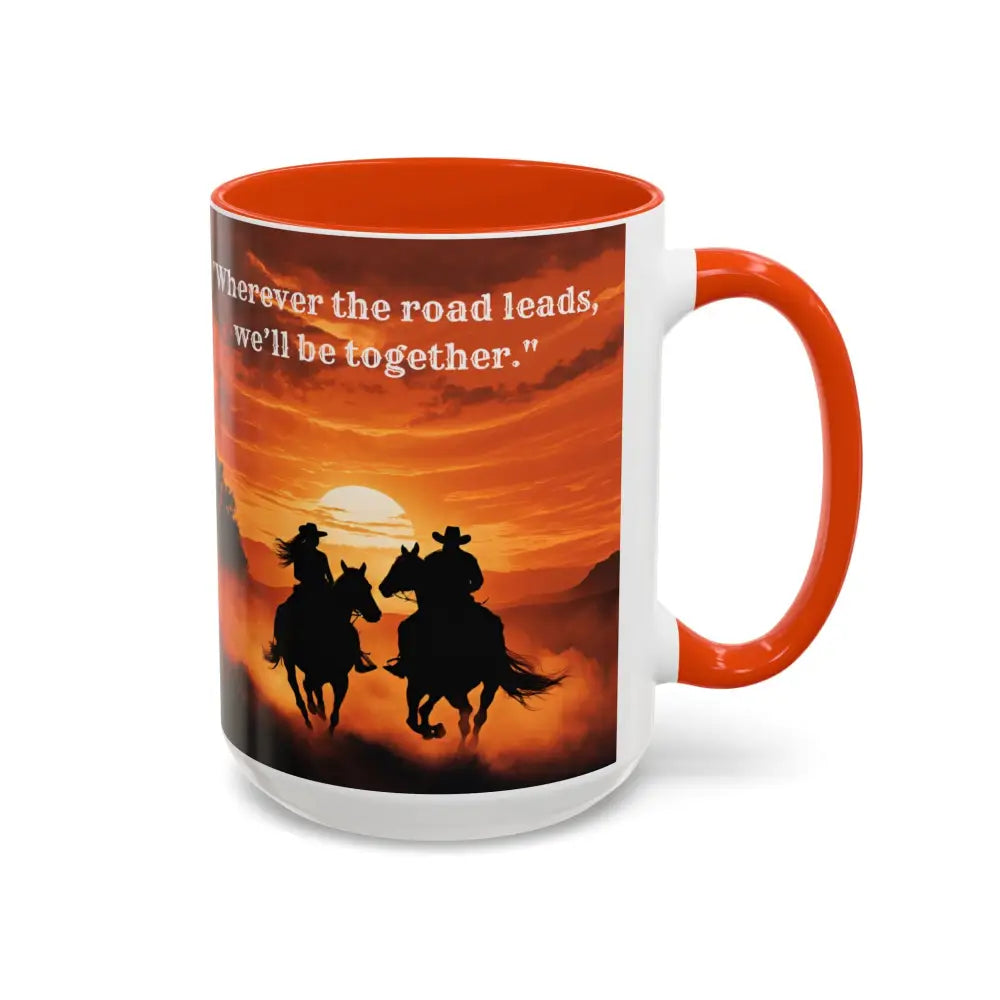 Country Western Mug Ride into the Sunset Inspirational Coffee Mug 15oz 2 Sided Cup Design - Mugs
