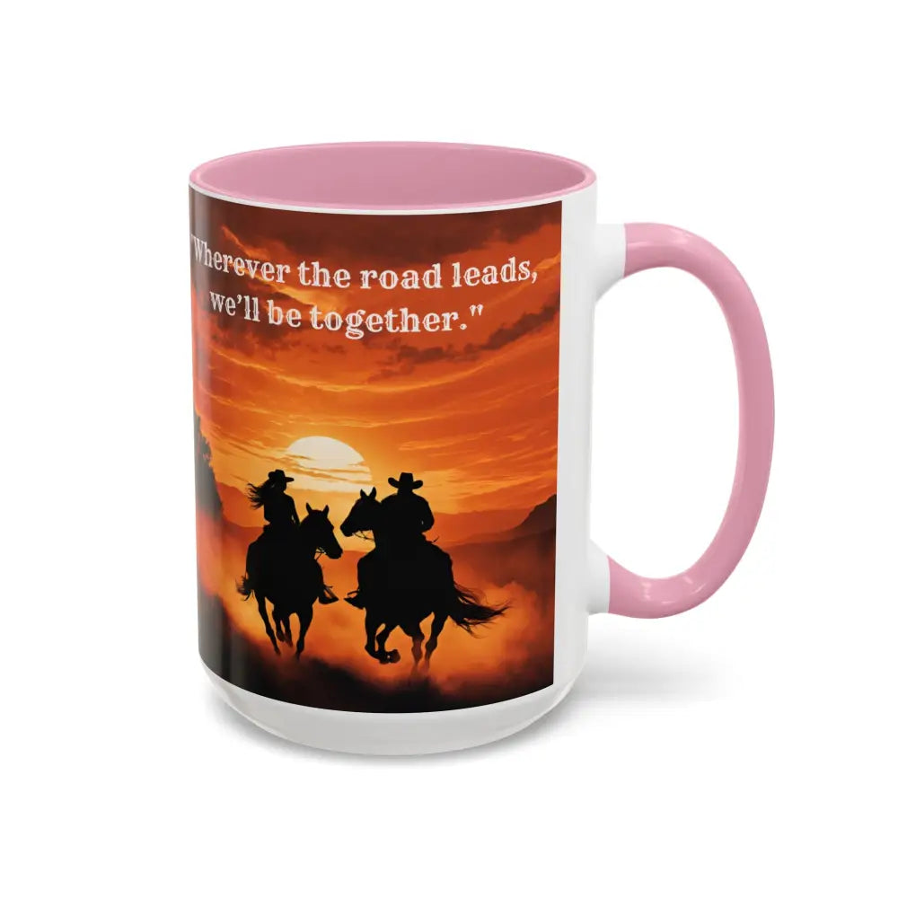 Country Western Mug Ride into the Sunset Inspirational Coffee Mug 15oz 2 Sided Cup Design - Mugs