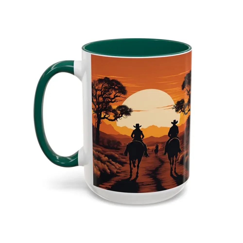 Country Western Mug Ride into the Sunset Inspirational Coffee Mug 15oz 2 Sided Cup Design - Mugs