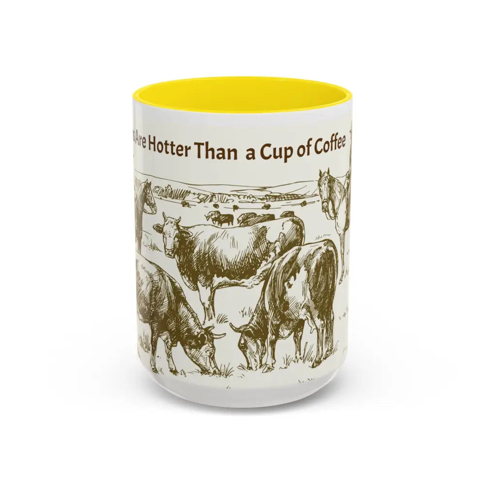 Cowboy Coffee Mug Farmer Coffee Cup 15oz Country Life Mug - 15oz / Yellow - Mug