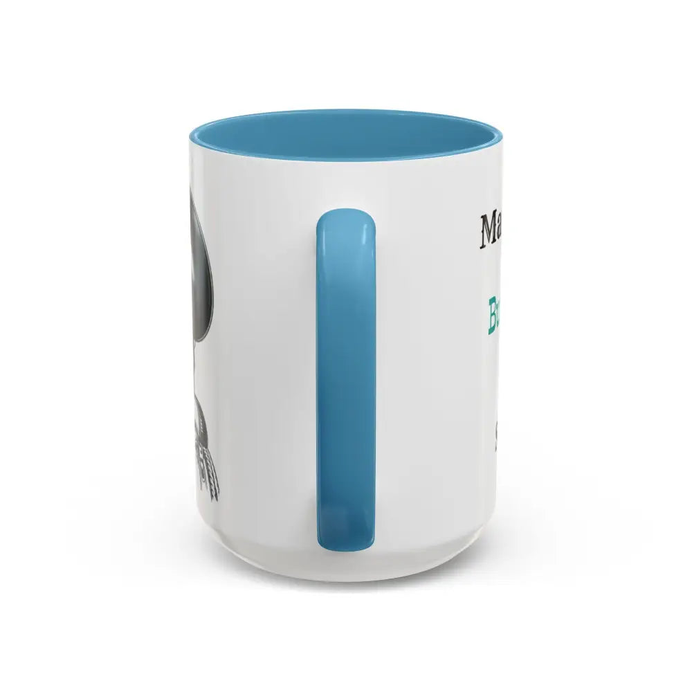Cowgirl Coffee Mug featuring a blue handle, perfect for cowgirls and coffee lovers who cherish western vibes.