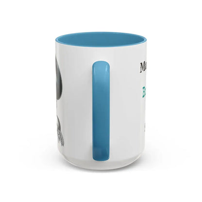 Cowgirl Coffee Mug featuring a blue handle, perfect for cowgirls and coffee lovers who cherish western vibes.