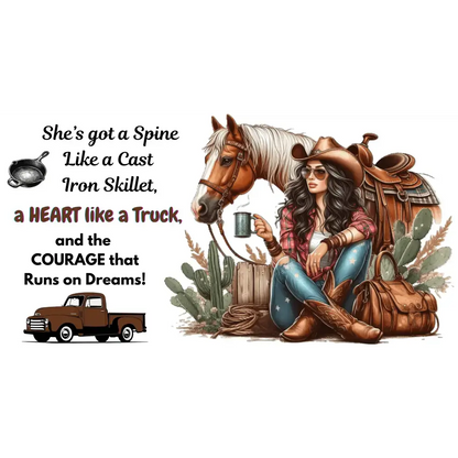 Cowgirl Tough 15oz Mug – “Spine Like a Skillet Heart Like a Truck” Inspirational Western Gift Cowgirl Coffee Mugs - Mugs