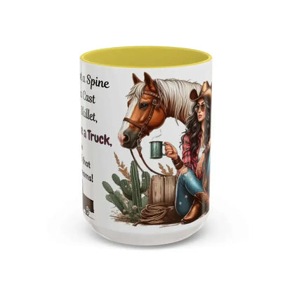 Cowgirl Tough 15oz Mug – “Spine Like a Skillet Heart Like a Truck” Inspirational Western Gift Cowgirl Coffee Mugs