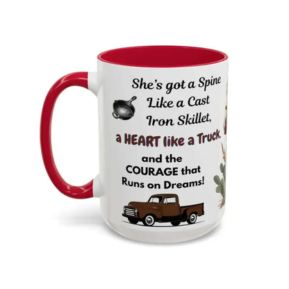 Cowgirl Tough 15oz Mug – “Spine Like a Skillet Heart Like a Truck” Inspirational Western Gift Cowgirl Coffee Mugs - Mugs