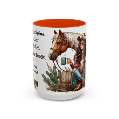 Cowgirl Tough 15oz Mug – “Spine Like a Skillet Heart Like a Truck” Inspirational Western Gift Cowgirl Coffee Mugs