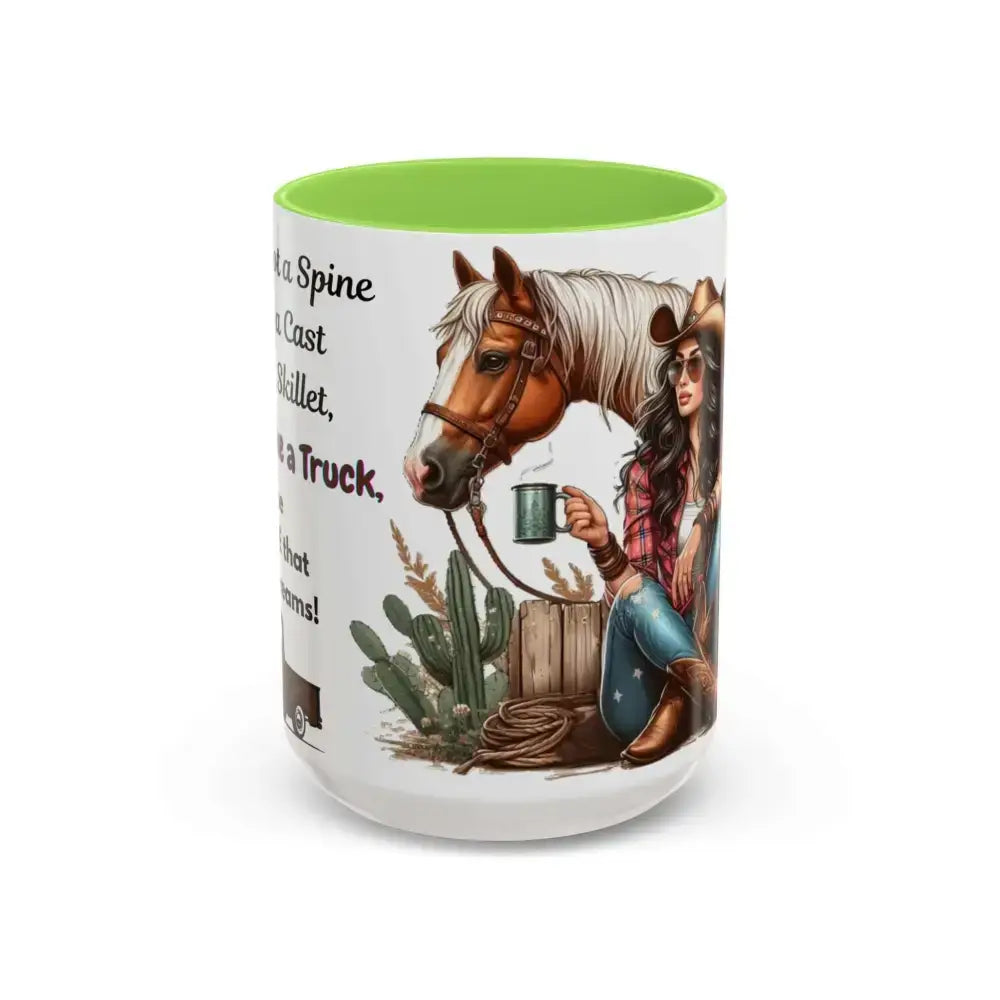 Cowgirl Tough 15oz Mug – “Spine Like a Skillet Heart Like a Truck” Inspirational Western Gift Cowgirl Coffee Mugs