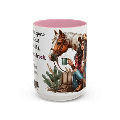 Cowgirl Tough 15oz Mug – “Spine Like a Skillet Heart Like a Truck” Inspirational Western Gift Cowgirl Coffee Mugs