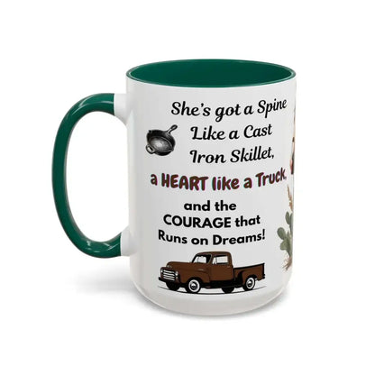 Cowgirl Tough 15oz Mug – “Spine Like a Skillet Heart Like a Truck” Inspirational Western Gift Cowgirl Coffee Mugs - Mugs