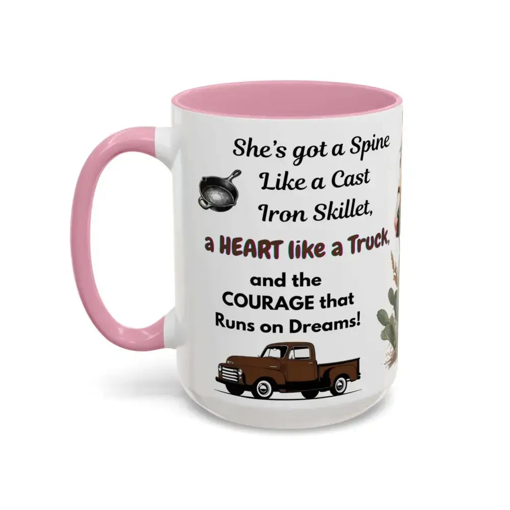 Cowgirl Tough 15oz Mug – “Spine Like a Skillet Heart Like a Truck” Inspirational Western Gift Cowgirl Coffee Mugs - Mugs
