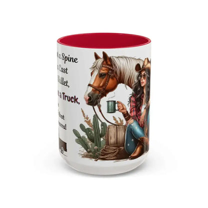 Cowgirl Tough 15oz Mug – “Spine Like a Skillet Heart Like a Truck” Inspirational Western Gift Cowgirl Coffee Mugs