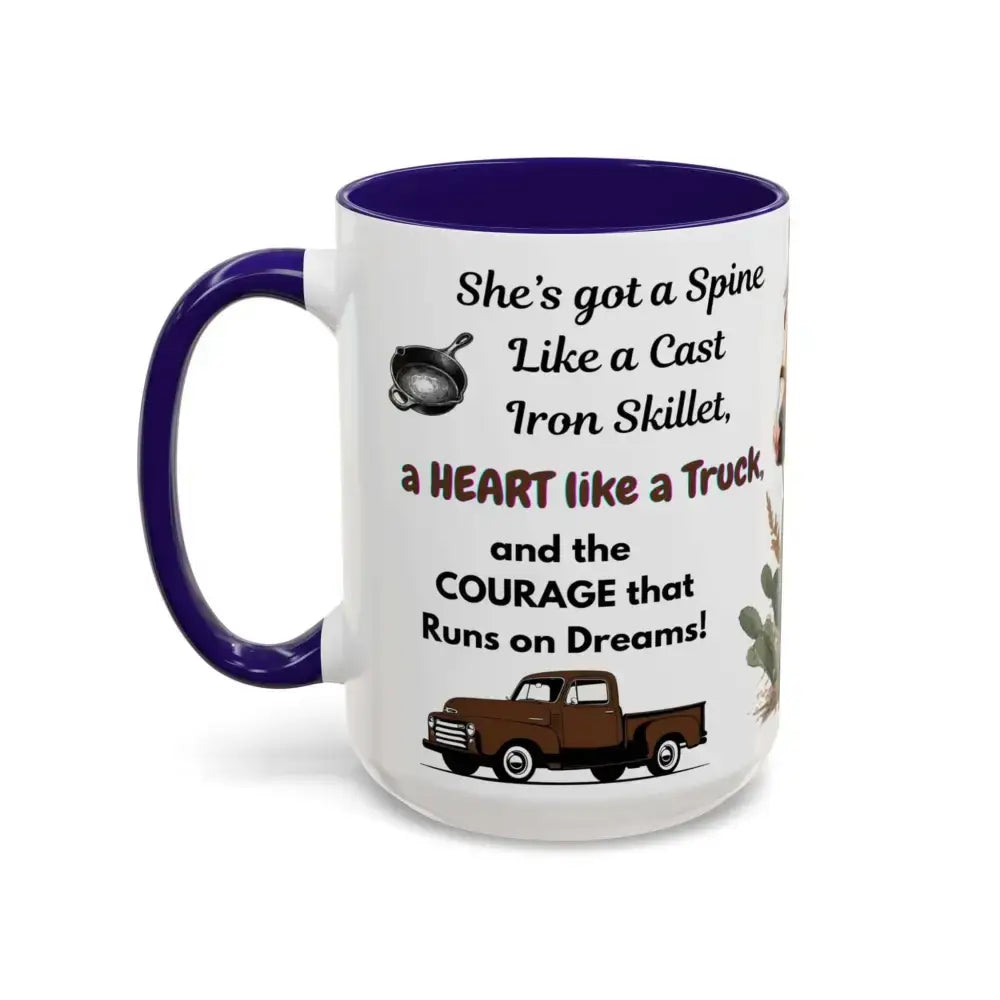 Cowgirl Tough 15oz Mug – “Spine Like a Skillet Heart Like a Truck” Inspirational Western Gift Cowgirl Coffee Mugs - Mugs