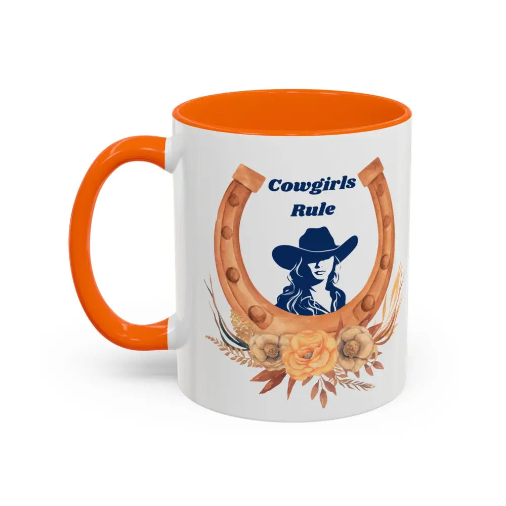 15oz ceramic coffee mug with cowgirls rule cowgirl design