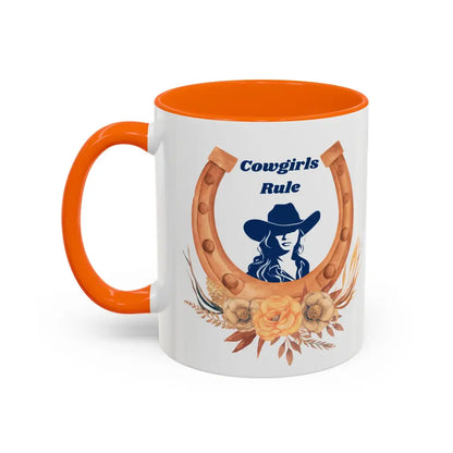 15oz ceramic coffee mug with cowgirls rule cowgirl design