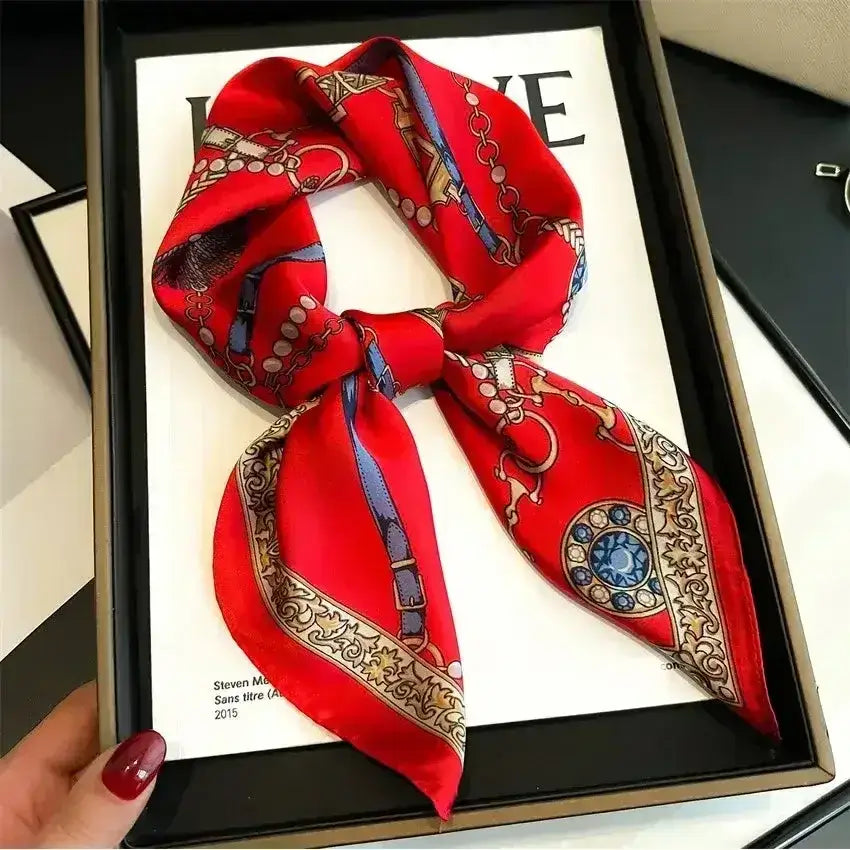Equestrian Thin Square Neck Scarf, Gift for Women, Horse Lover Scarf - The Best New Thing